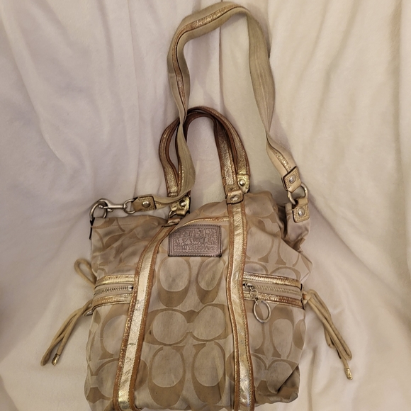 COACH poppy tote bag gold brown - Picture 1 of 13